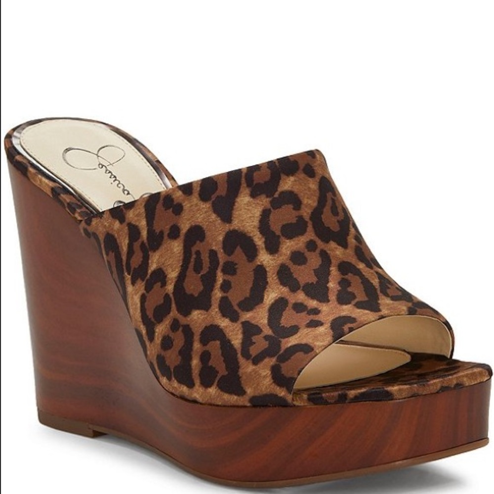 NEVER WORN Shantelle Leopard Print Wood Wedges